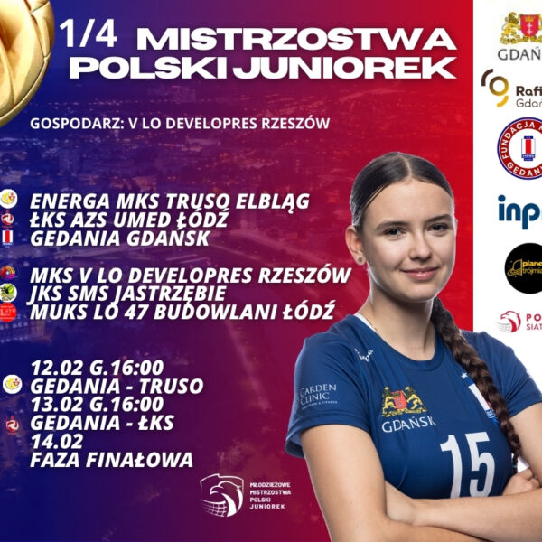 Gedania Gdańsk poznała rywalki w ćwierćfinałach Mistrzostw Polski Juniorek