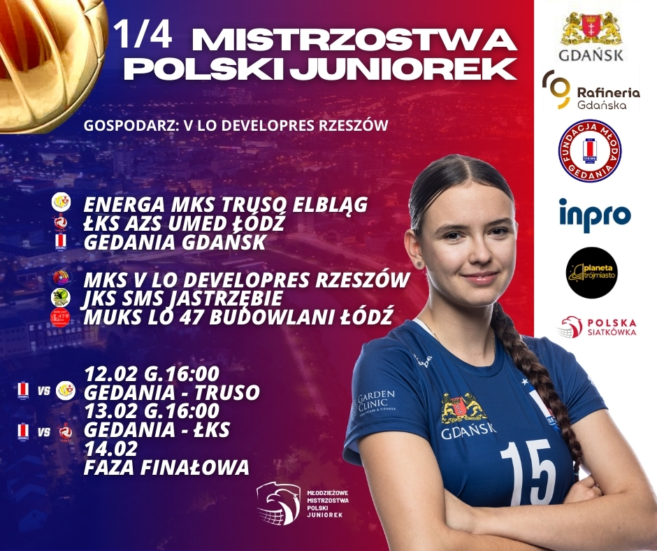 Gedania Gdańsk poznała rywalki w ćwierćfinałach Mistrzostw Polski Juniorek